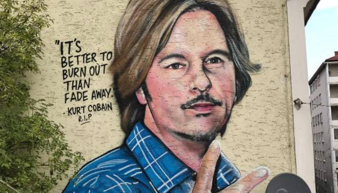 The David Spade/Kurt Cobain mural in Austria. 