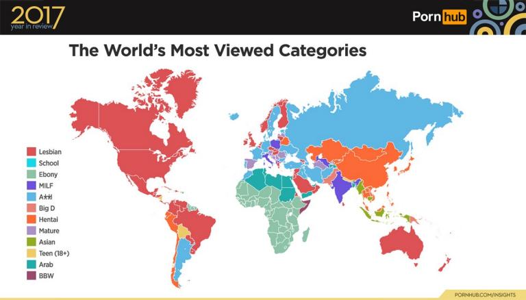 768px x 438px - Pornhub releases the most-viewed genres for each country in 2017 | Newshub