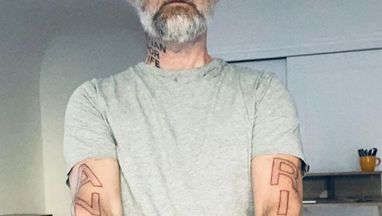 Moby debuts huge, 'ridiculous' vegan tattoos covering both arms | Newshub