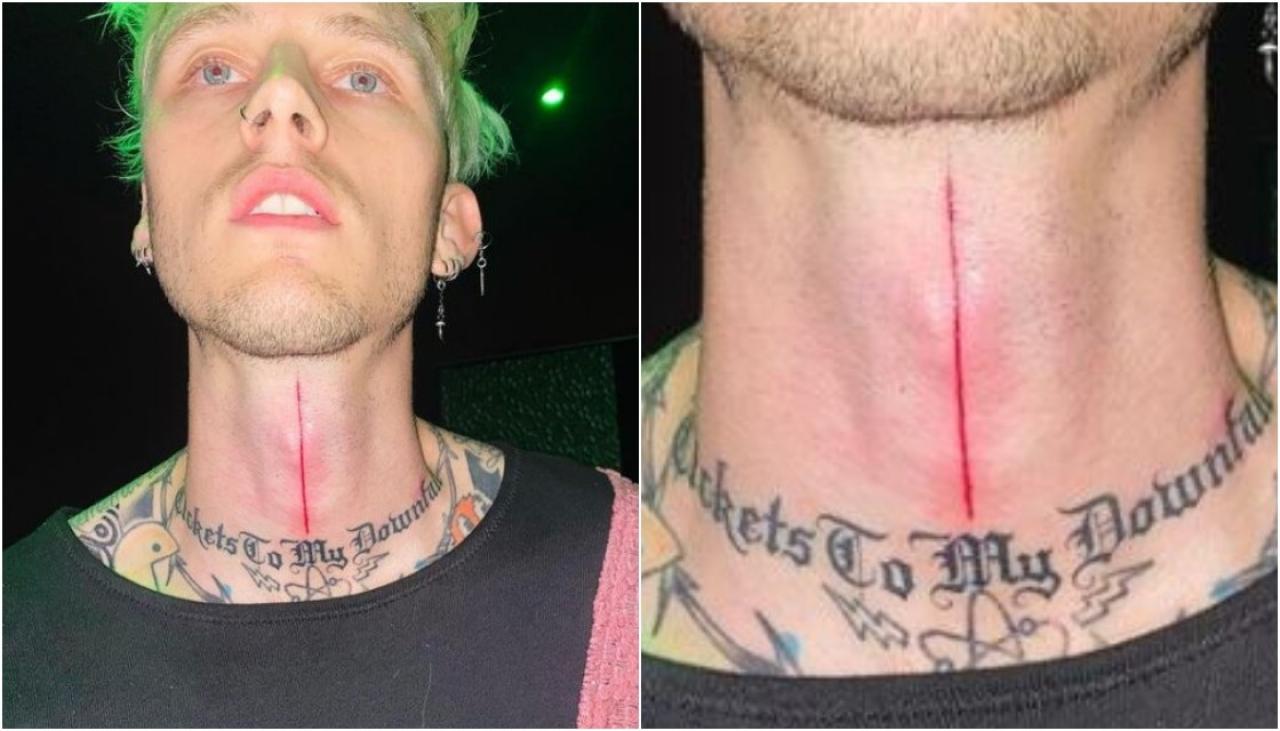 Aaron Carter debuts large love tattoo on his neck  Daily Mail Online