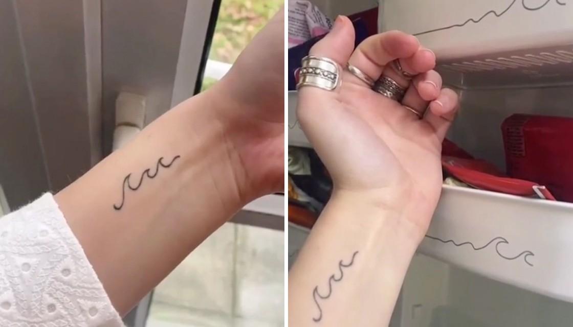 Image result for 'Permanent Blunder': Woman in shock after realising her 'dream tattoo’ was copied from a fridge logo