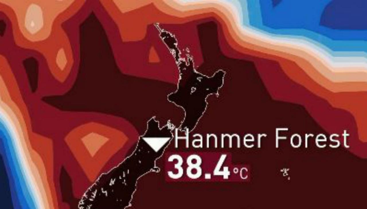 New Zealand heatwave Canterbury town reaches its highest temperature