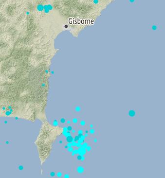 There have been 85 quakes in this area since Monday. Photo credit: GNS Science 
