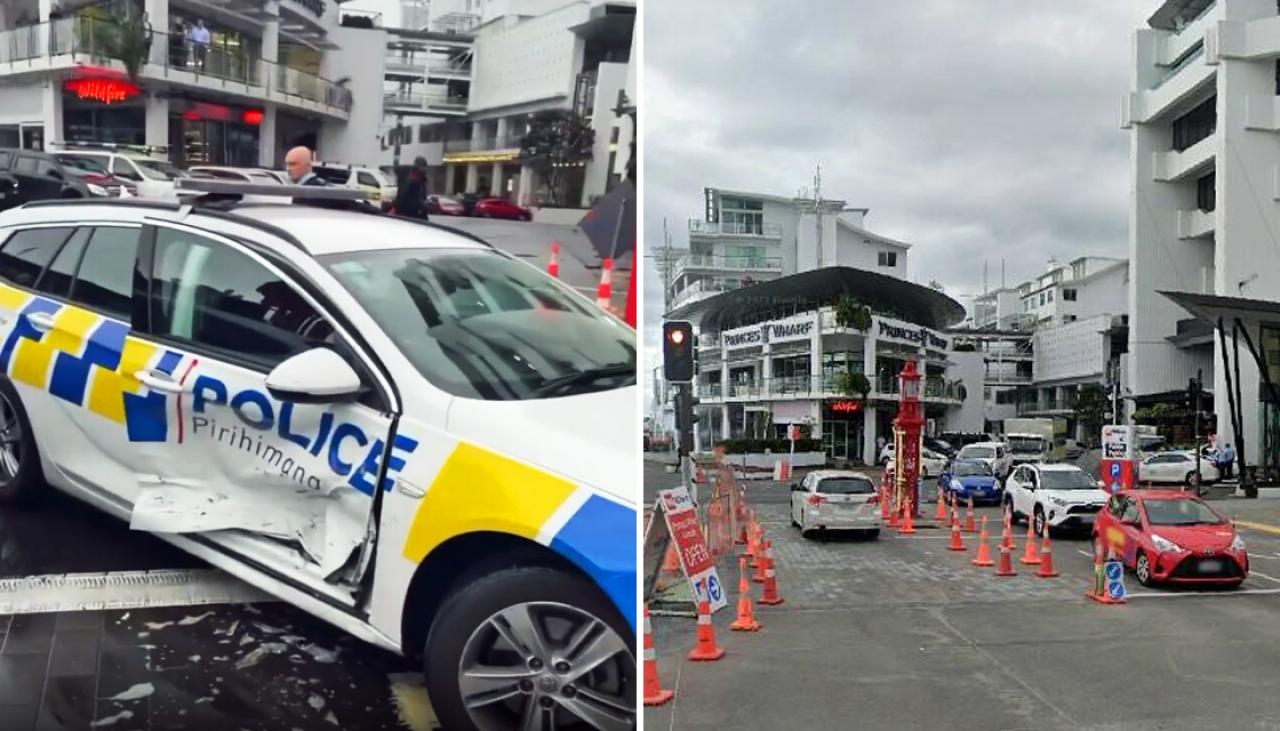 Woman charged over alleged erratic driving, ramming police car in Auckland  CBD | Newshub
