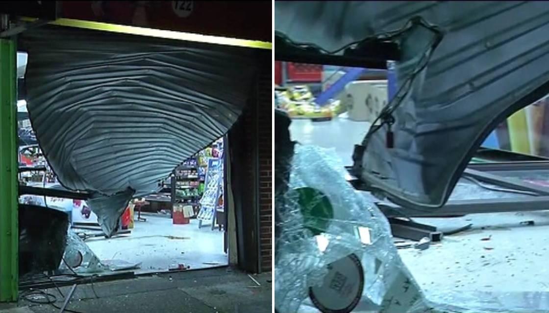 Dairy in Otara, Auckland mangled mess after ram raid, one arrested, manhunt  underway for second offender | Newshub