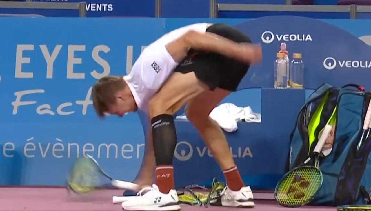 Tennis: Alexander Bublik smashes three racquets in epic meltdown in ...