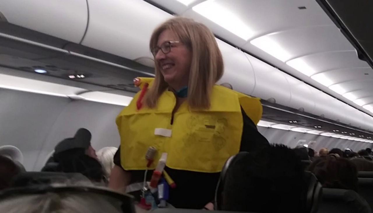  World s funniest flight attendant applauded for 