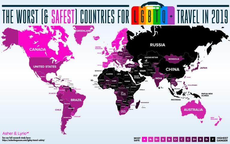 Lgbtq Travel Safety World Map Reveals Most Dangerous Countries Newshub