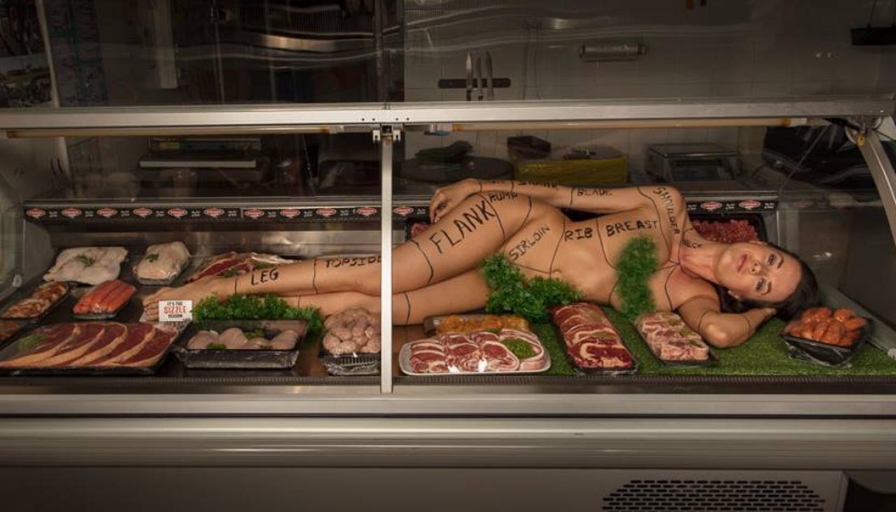 Butcher shop's racy photo shoot sparks debate 