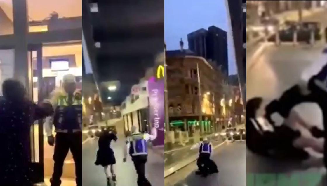Mcdonalds Security Guard Filmed Beating Kicking Woman On Ground After